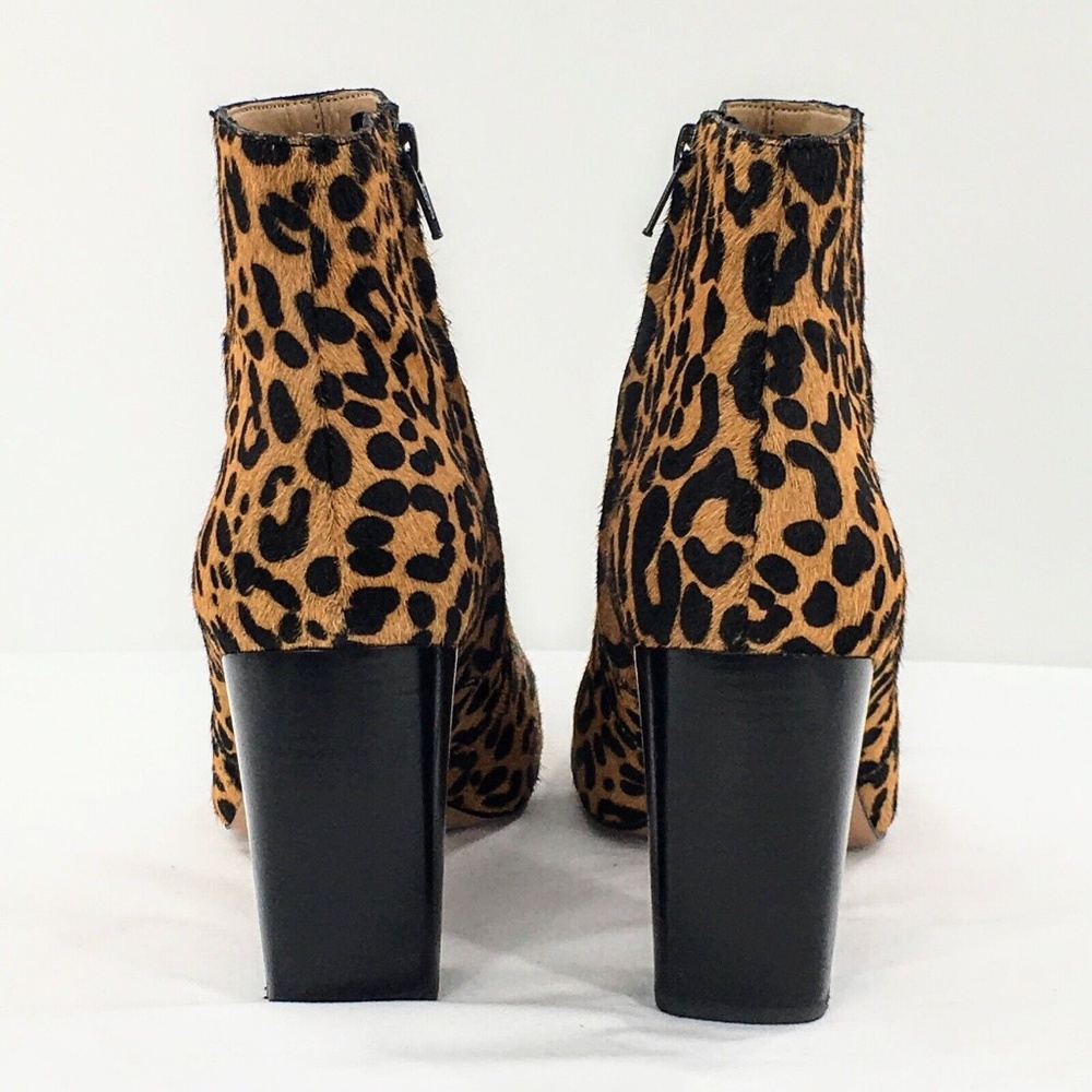 Banana Republic Womens Leopard Print Calf Hair Bootie Brown Leather Ankle Sz 8 - Picture 4 of 10